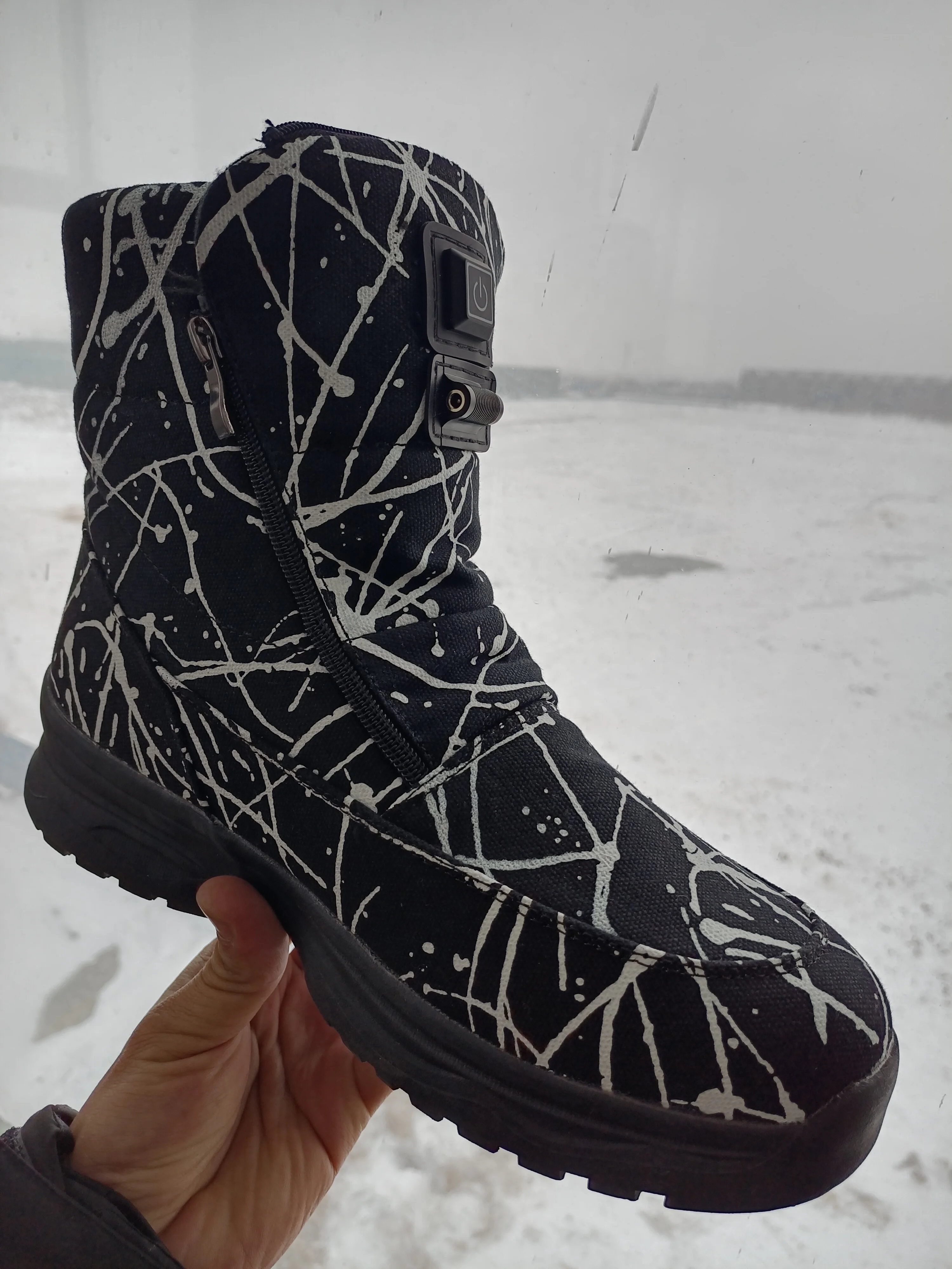 rechargeable graphene heating recovery moon snow hiking mens heated boots(old)