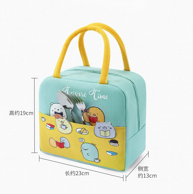 Cartoon Cute Animals Insulation Kids Lunch Cooler Bag Waterproof Oxford Cloth Food Thermal Bag Portable for School Picnic