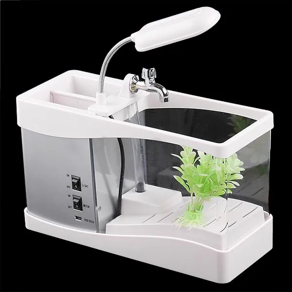 Amaz Hot Sale Desktop usb mini fish tank aquarium with running water 7