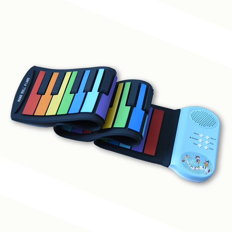 49 keys kids piano electronic keyboard high quality hand roll silicon rainbow children organ piano electronic organ keyboard
