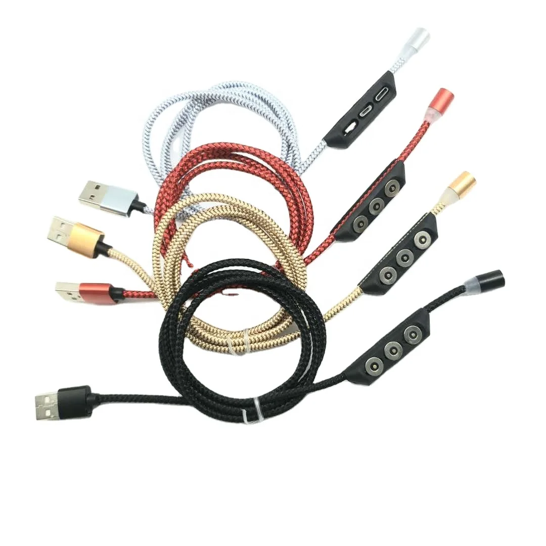 Micro USB 3 в 1 Магнитный зарядный кабель СВЕТОДИОДНЫЙ с разъемом для хранения