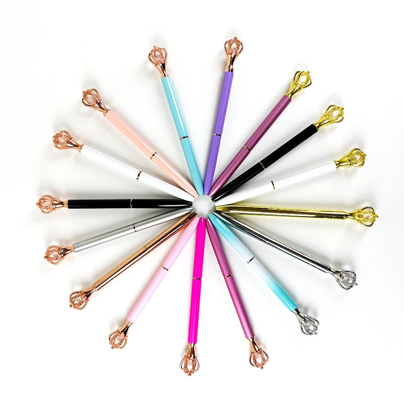 Hot Selling Luxury Diamond Pen Beautiful Crown Metal Designer Ballpoint with 1.0mm Writing Width Custom Logo Promotional Gifts