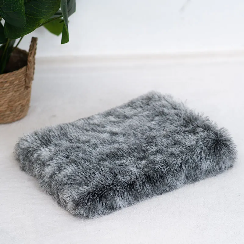 Plush Faux Fur Pet Cushion Memory Foam Dog Kennel Cat Four Season Mat Washable Removable Waterproof Customized Logo Picture 1pc