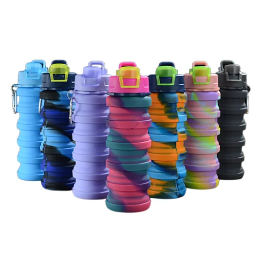 Wholesale Folding Cup  Multifunctional Collapsible Silicone Cup 500ml Folding Sport Water Bottle Retractable Travel Drink Bottle