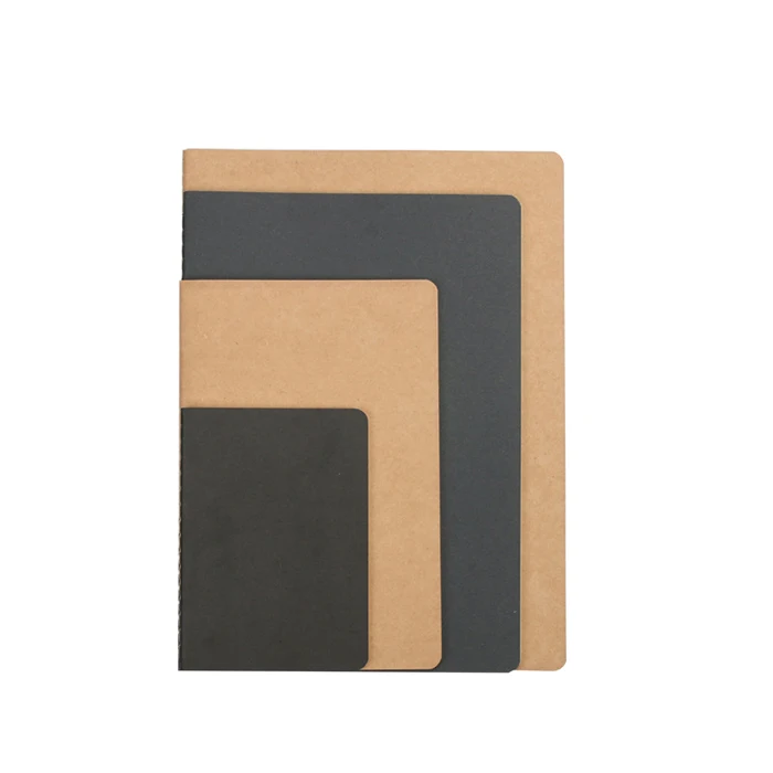 a4 a5 a6 b5 sewing binding blank lined black brown kraft paper composition notebook