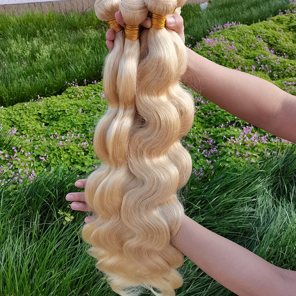 Raw Russian 613 Virgin Hair Body Weave Bundles Vendor, Brazilian 100% Raw Unprocessed Human Hair 613 blonde hair bundles