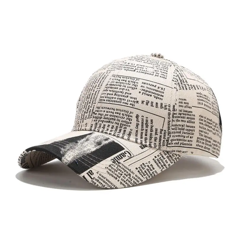 Newspaper Printing Cap Wholesale Man Custom Baseball Sports Caps with Logo