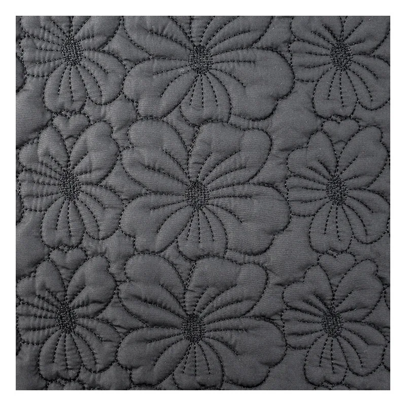 Embroidered fabric fashion pongee flower embroider fabric fall and winter cotton cloth pleated cotton factory in stock