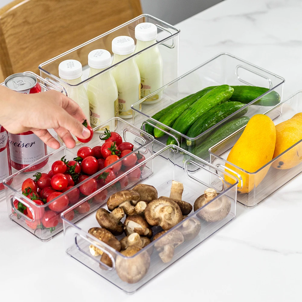 Stackable Refrigerator Clear Plastic Soda Can drink storage organizer fridge for Kitchen Cabinet Pantry