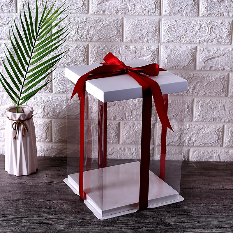 
Grade Custom Transparent PET Plastic Clear Decorative square plastic box with lid logo custom box 