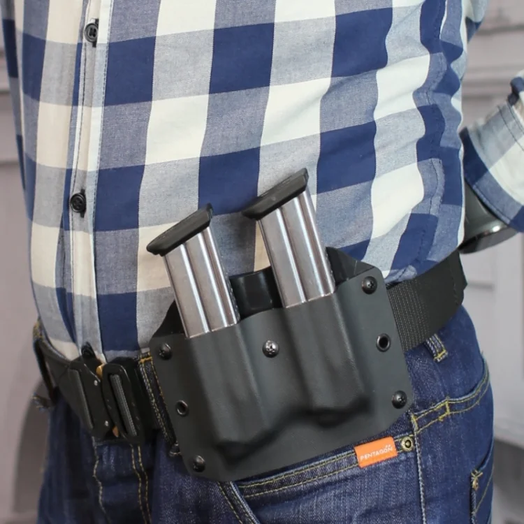 custom owb IWB holster kydex tactical double mag pouch