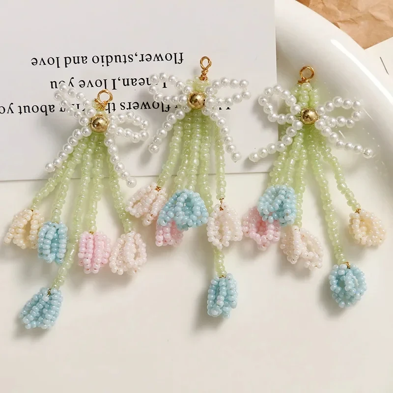 Lovely Tassel Pearl Acrylic Earrings Diy Material Hand-woven Bead for Hairpin material For DIY Jewelry Making Accessories