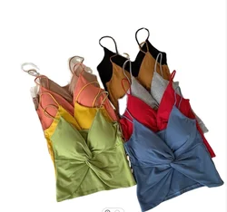 Женский топ с подкладкой brallete, топ с подкладкой из ткани с резьбой на спине