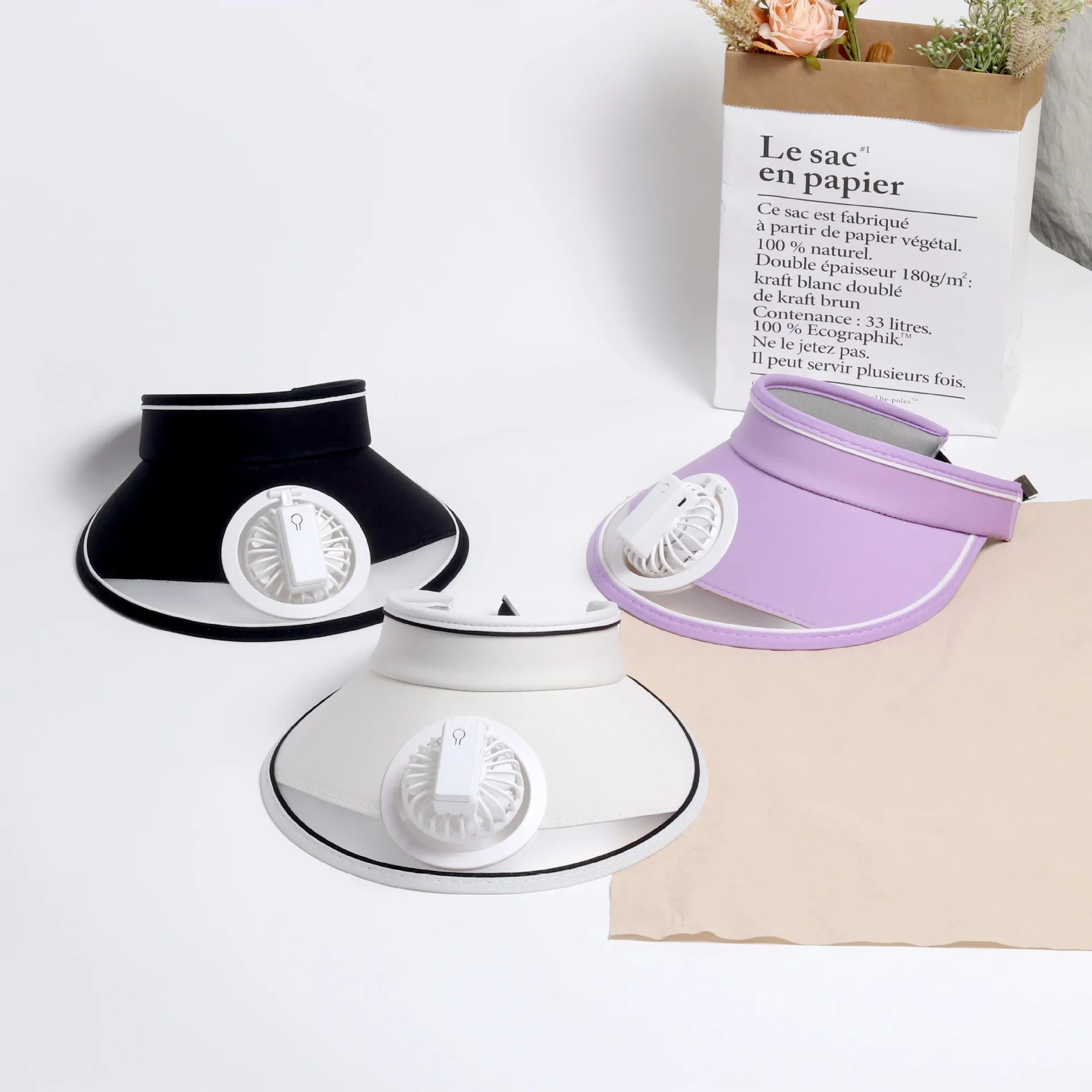 UPF50+ UV Protection Fan Empty top cap USB charging summer outdoor sunscreen visor hat female three gear adjustment caps