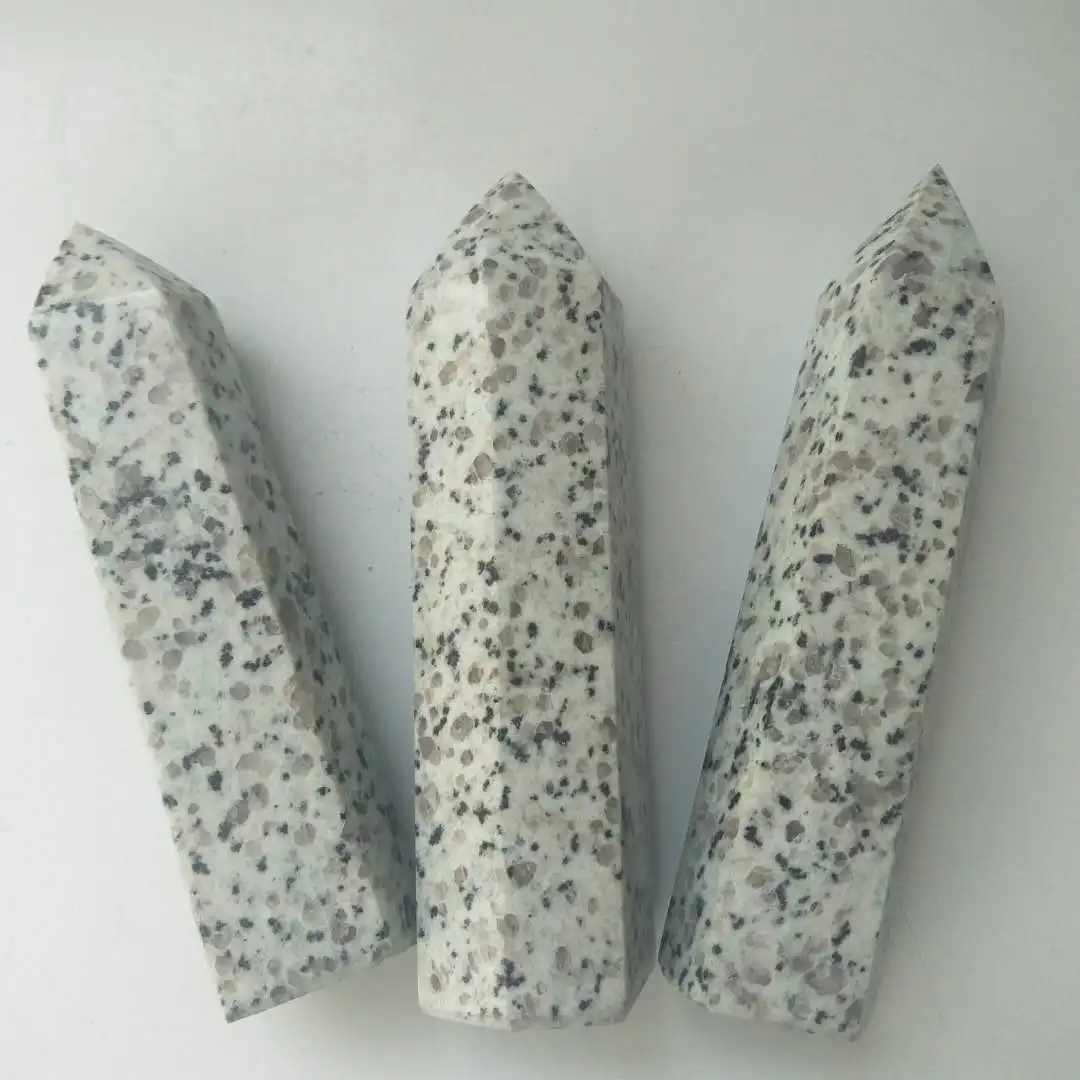 High Quality Natural Healing Stone Dalmatians Tower Kiwi Jasper Crystal Tower