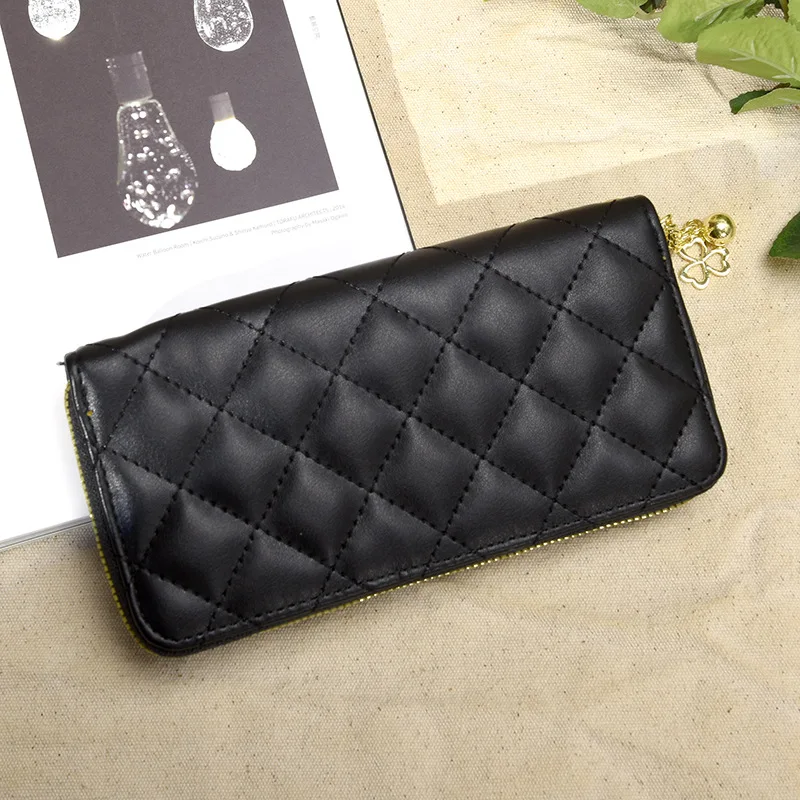 Unisex Fashionable Beautiful Long Zipper Wallet with Thread Pattern Ladies Hand Wallet