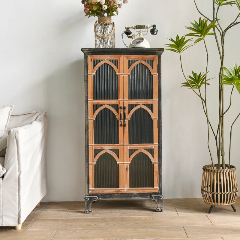 INNOVA living room vintage antique black wooden storage cabinet for home furniture