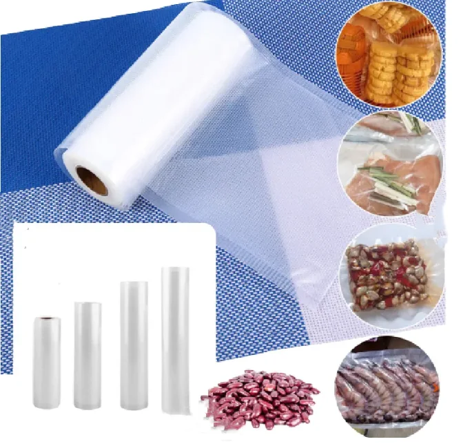 8x50 Wholesale Clear PA Large Black Food Saver Steak Meat Fish Beans Avocados Bag Sealer Vacuum Storage Bags Rolls For Sausage