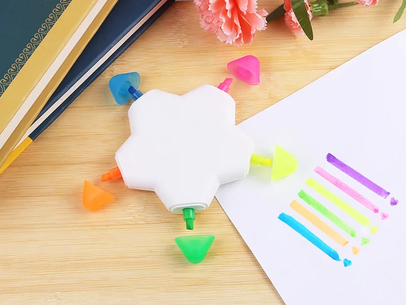 High Quality Promotional Gift Office 5 Colors Star Shaped Marker Professional Highlighter Pen with Customized Logo