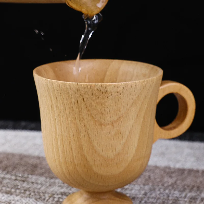 Japanese Creative Wooden Coffee Mug Household Solid Wood Handle Handy Cup