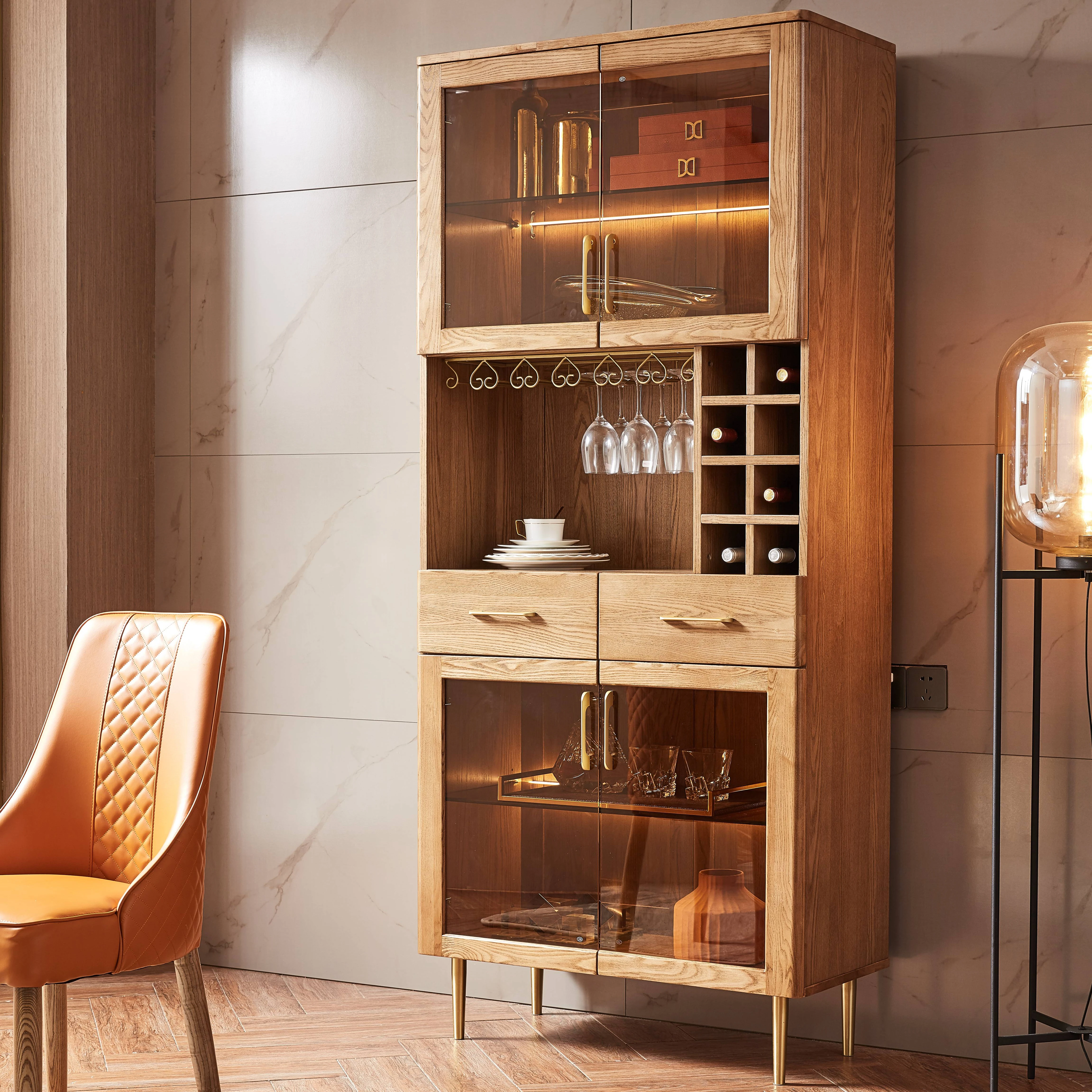 Chinese Factory Living Room Furniture Wooden Home Wine Bar Cabinet