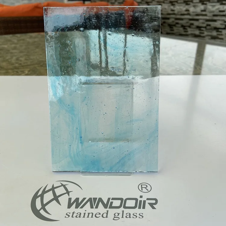 Wanda China Glass Manufacturer Transparent Blue Textured Glass Good Price Stained Glass Sheet