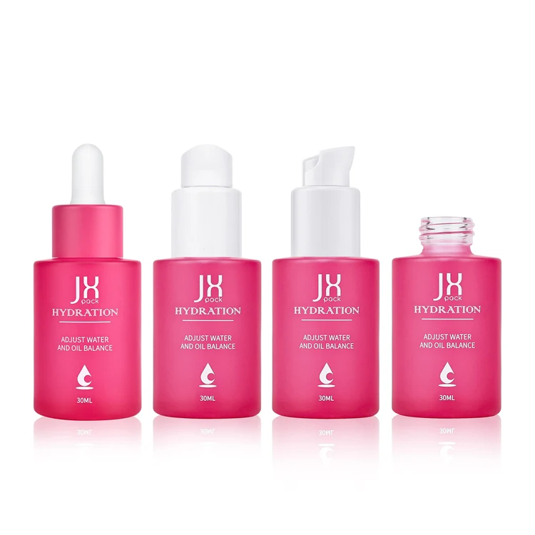 Luxury Empty 30ml Frosted Glass Face Oil Serum Bottle Packaging Glass Pump Cosmetic Serum Oil Dropper Bottle
