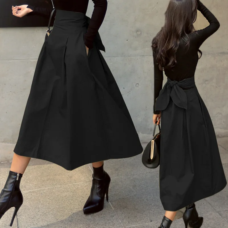 Wholesale 2021 Summer Army Green Skirt Fashion Bow Knot Big Swing Skirt Slim Fit Tunic Skirt