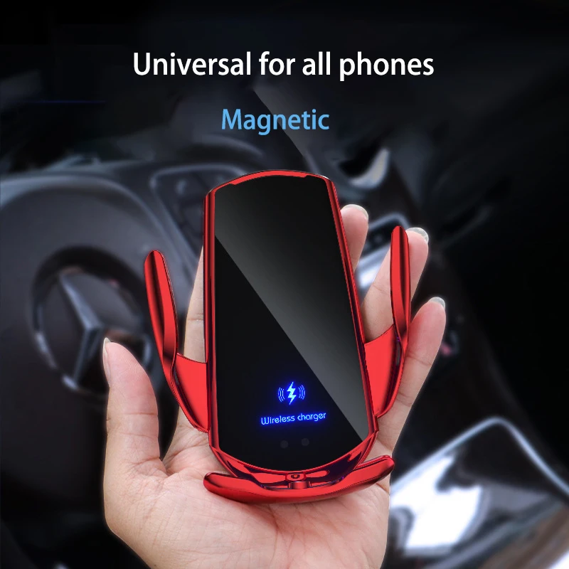 Intelligent Sensor Automatic Closing Magnetic Rotatable Car Mobile Phone Holder Fast Charging Wireless Charger