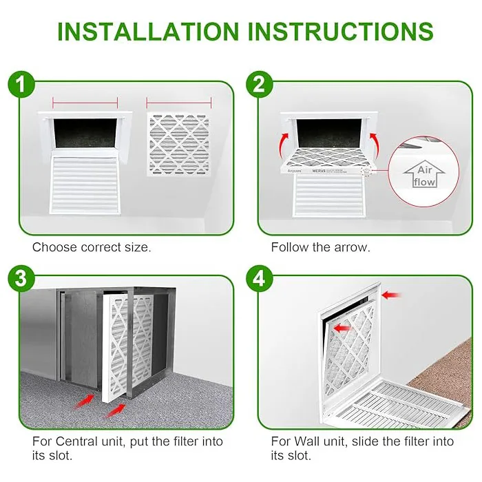 14x14x1AC Furnace Air Filter for MPR 600 Pleated HVAC Filter 14x14x1 AC Furnace adapted to MERV 8 Pleated HVAC Filter
