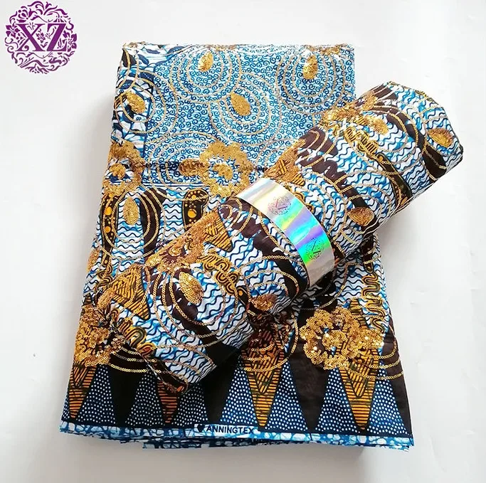 Wholesale african wax fashion sequin wax cotton fabric new design  for wedding party