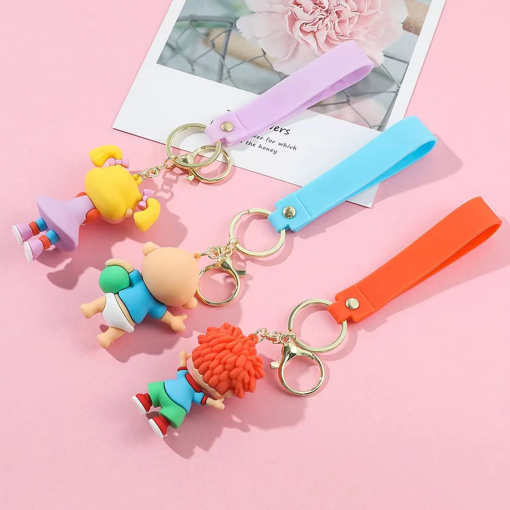Bag Accessories wholesale pvc rubber 3d cute kawaii cartoon Rugrats keychain for car Deco Backpack pendent