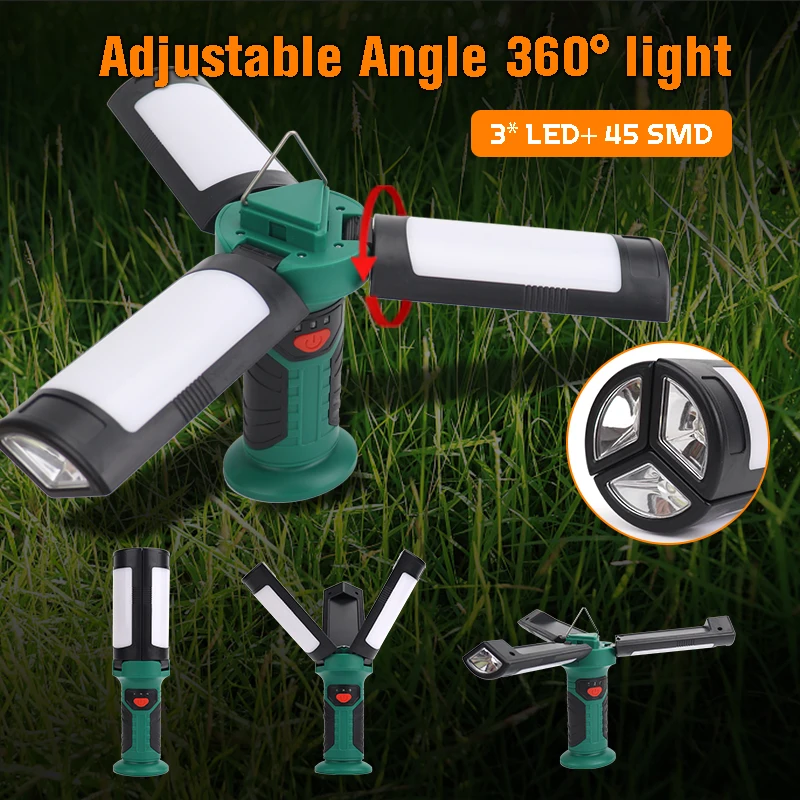 3pcs SMD panels Flood Beam Led Work Light Foldable Powerful Magnet Handheld Portable Work Lights rechargeable USB hook with line