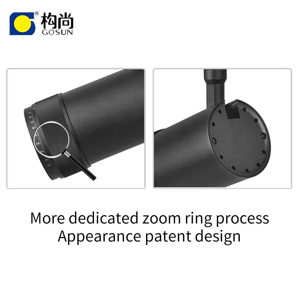 GOSUN hot selling Photography studio 15-60 zoomable 15/20/32/36w adjustable track lights focus led track light 360