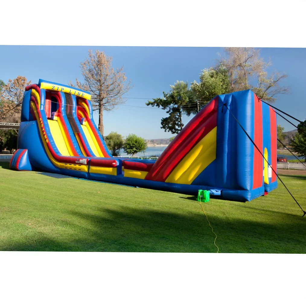 large weight backyard slide inflatable Rainbow color double lane jumping bouncy castle  dual water slides
