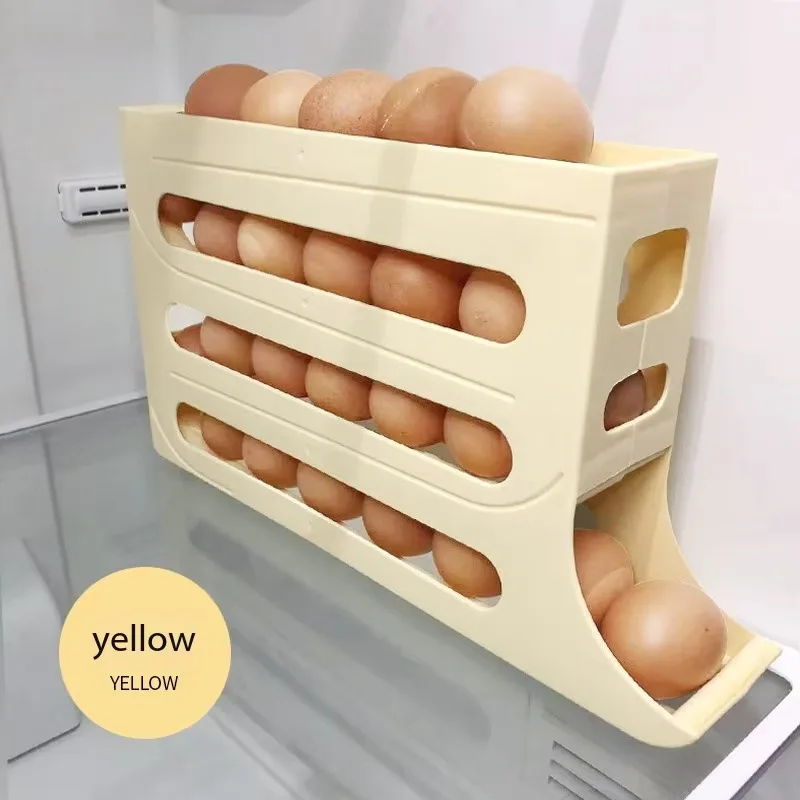Wholesale Egg Holders Dispenser Kitchen Organizer Accessories Automatic Rolling 4 Layers Refrigerator Rolling Egg Trays