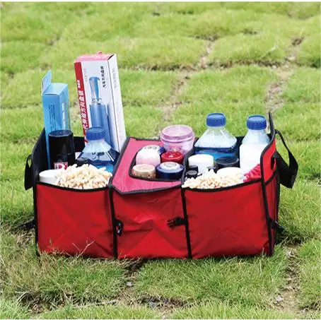 Custom Wholesale Oxford Portable Folding Car Trunk Storage Organizer Box with Insulated Area