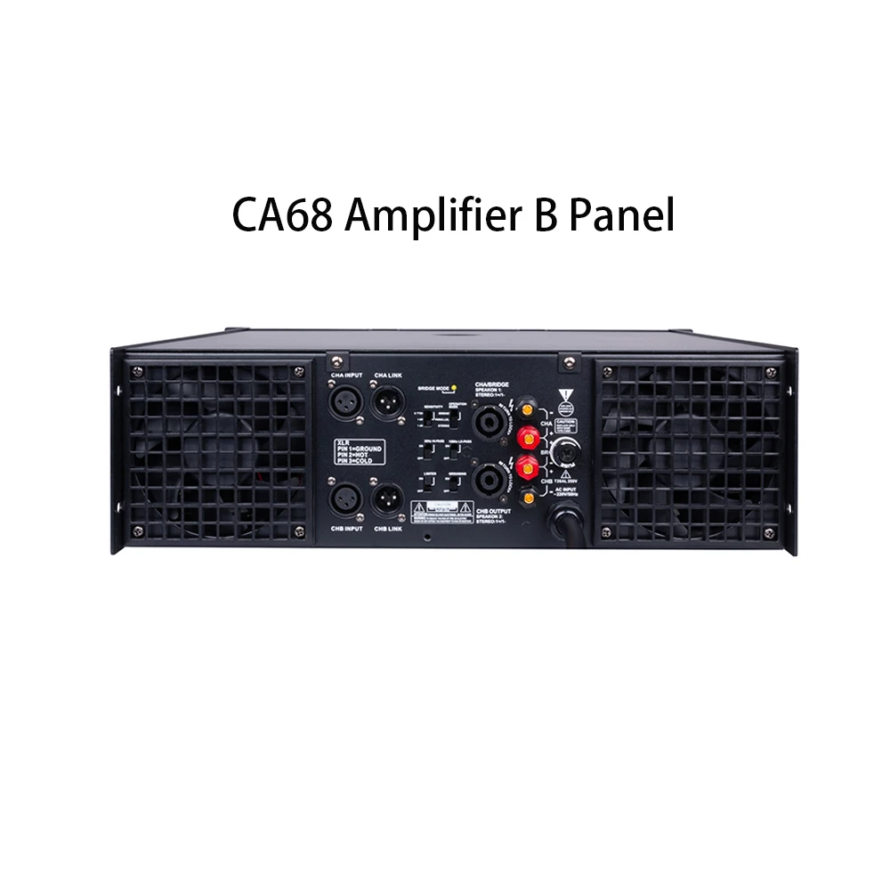 CA68 Professional Class H Audio Power Amplifier High Power Stable 2ohm 2*1600W Power Amplifier For Karaoke
