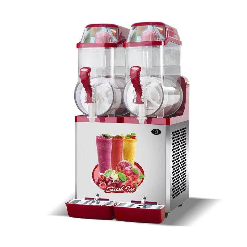 hot sale cheap commercial  24l 2 tanks two bowls slushy frozen juice slushee smoothie ice making slush machine