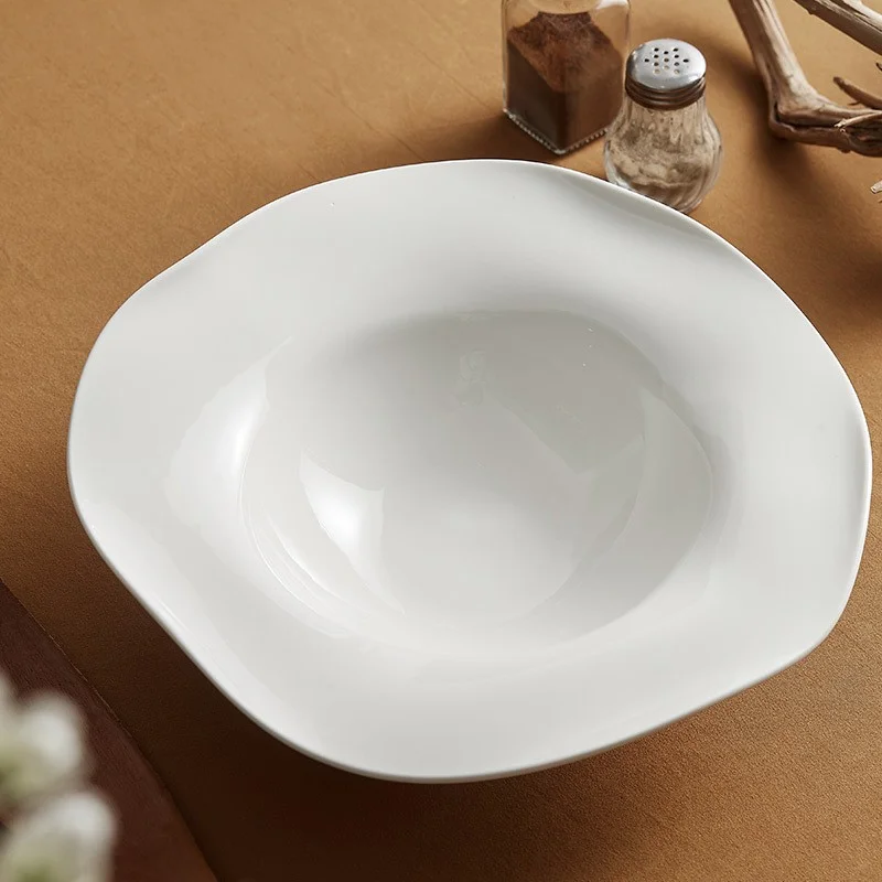 2024 kitchen & tabletop Ceramic Soup Bowl Irregular crockery Dinnerware Restaurant Dishes Pasta Noodles Plates Italian tableware