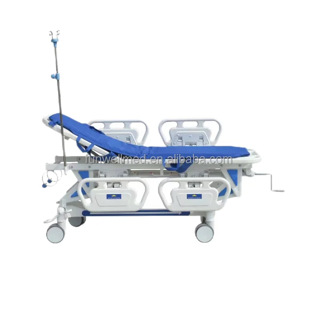 Manual Patient Trolleys Medical Folding Adjustable Ambulance Patient Transfer Emergency Bed Hospital Stretcher Trolley