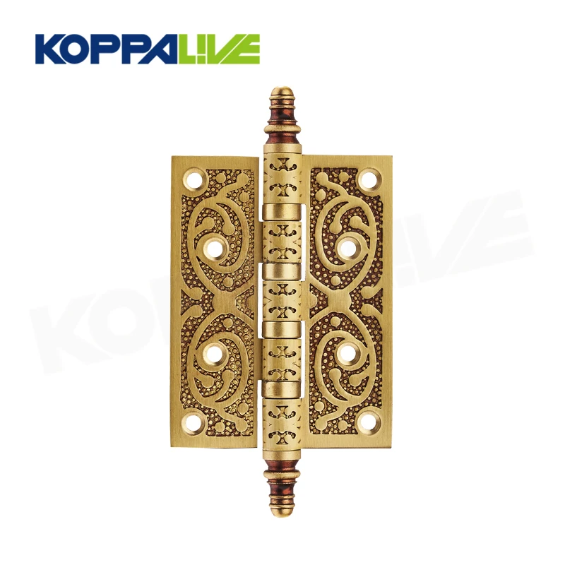 Koppalive European luxury adjustable 4inch 5inch brushed brass ball bearing butt hinge wood door cabinet hinges