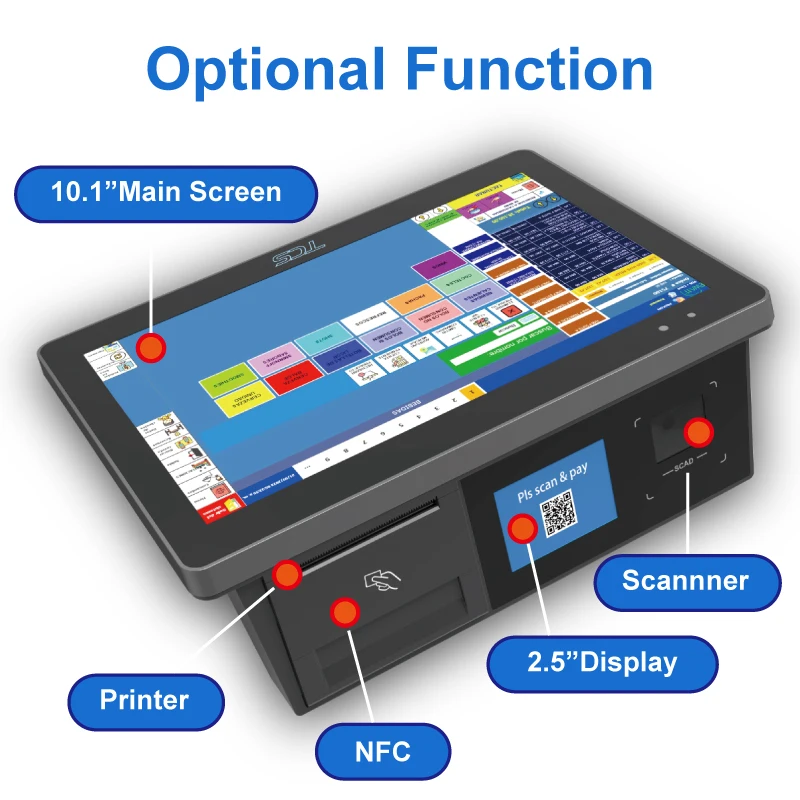 MHT-D2 All In One Point Of Sale Cash Register Machine Android Touch Screen Pos Terminal Tablet Pos Systems For Clothing Store