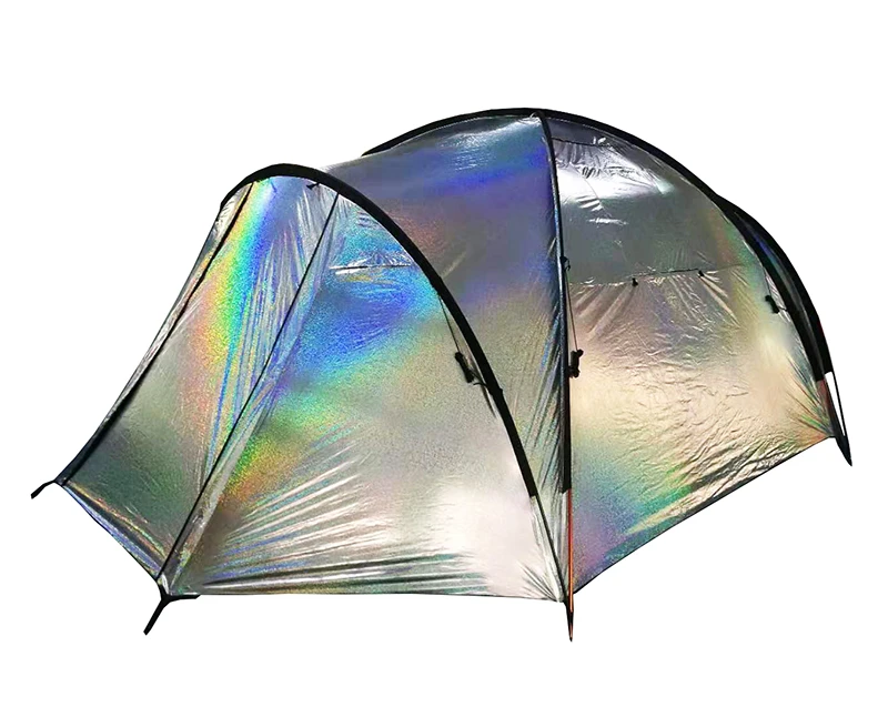 Sunlight Proof Sunshine Proof Silver Film Laminated Privacy 3-4 Person Extended Dome Tent Double Wall Camping with Vestibule