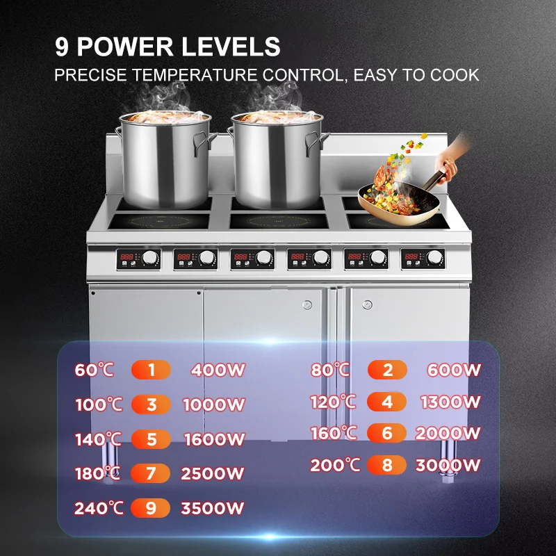 6 Burner Built In Hob Industrial Stainless Steel  Cooktop Commercial Electric Induction Stove Cooking Range Cookers