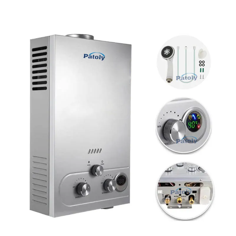 Sale China zhongshan wholesale gas hot water heater boiler 8L12L cheap price gas geyser 3.0V battery ignition parts instant home