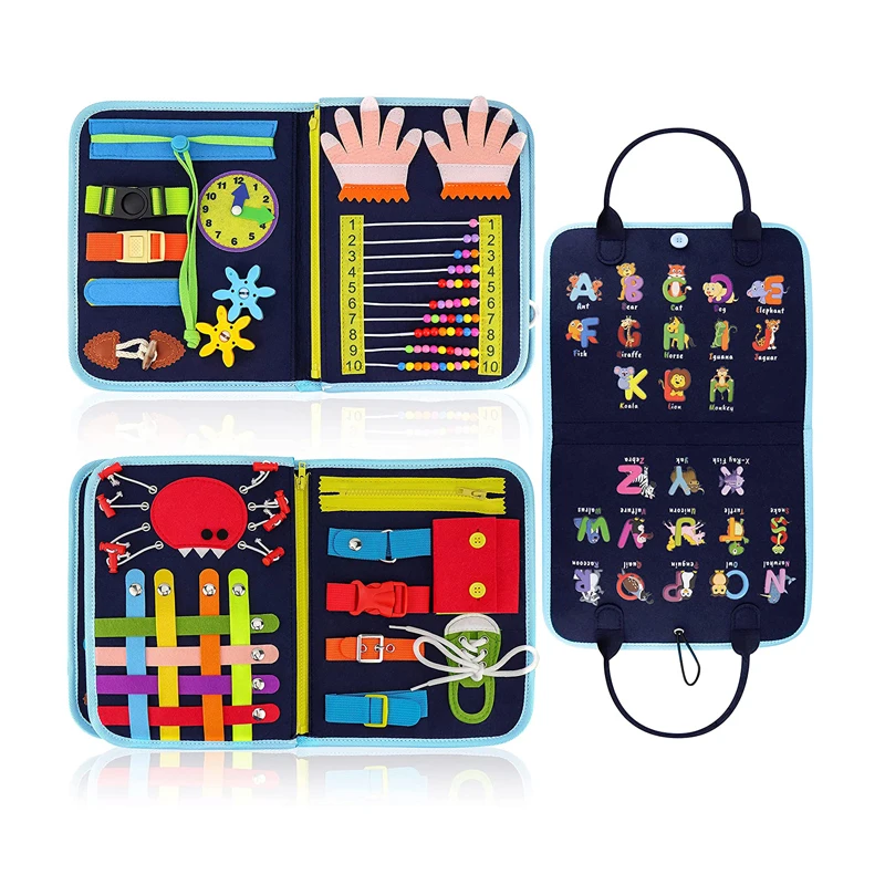 Child Educational Preschool Montessori Sensory Book Busy Board Toys for Airplane and Car Travel