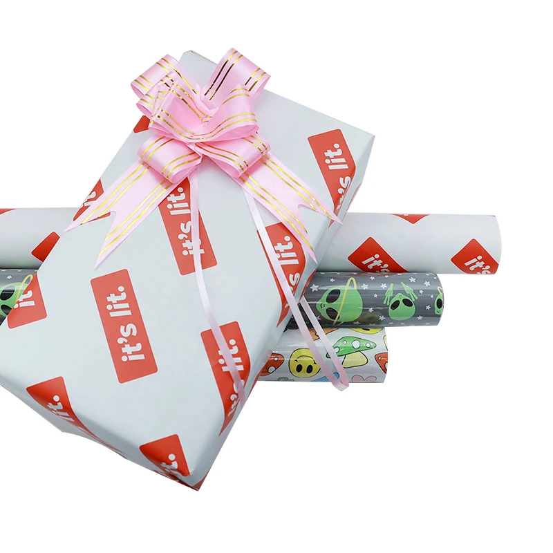 Factory sale gift wrapping paper CMYK printing roll paper golden printing paper