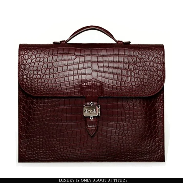 Luxury handmade real exotic genuine crocodile leather men briefcase business bag
