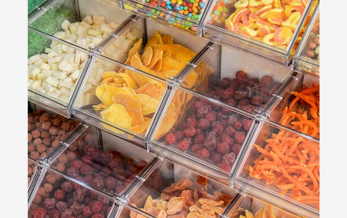 Штабелируемые прозрачные пластиковые контейнеры для пищевых продуктов акриловые конфет распределитель и контейнер
